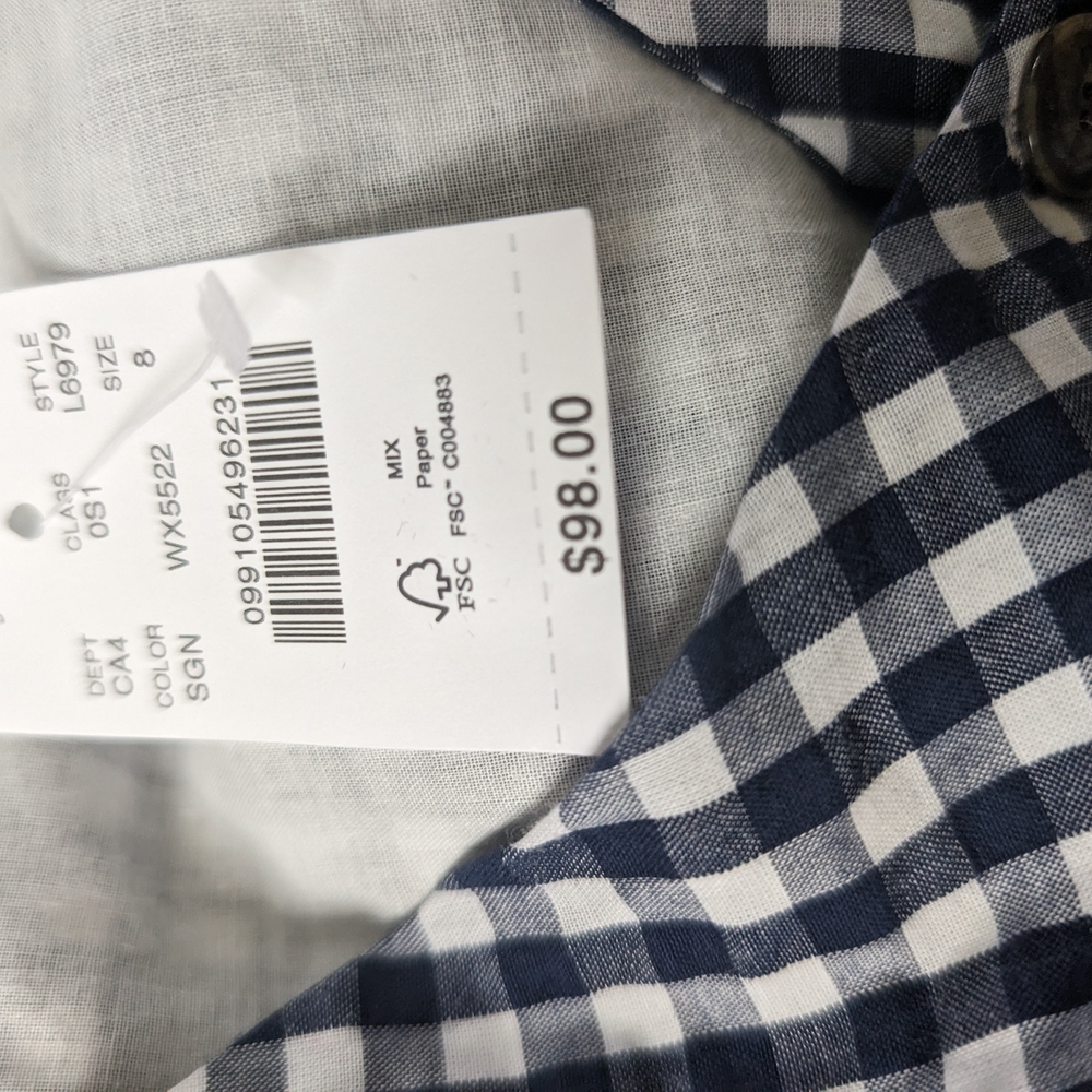 J. Crew Navy and White Gingham Midi Dress - Picture 10 of 14